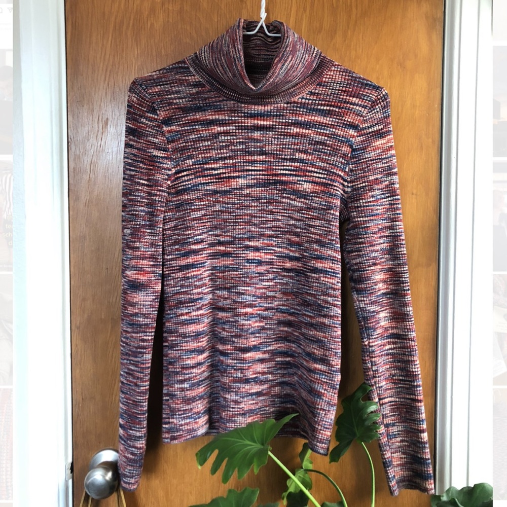 Madewell pink and purple space-dye Robeson turtleneck sweater